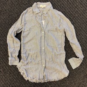 Anthropologie strip raw edge long sleeve shirt